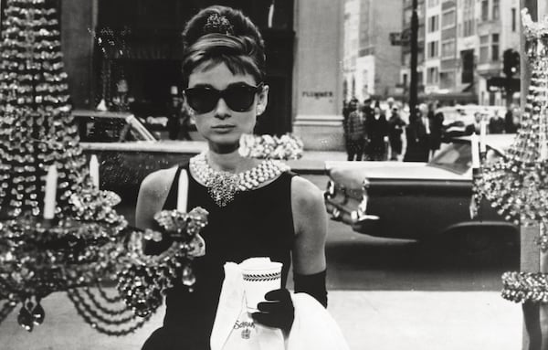 British actress Audrey Hepburn acting in the film 'Breakfast at Tiffany's' in New York in 1960.