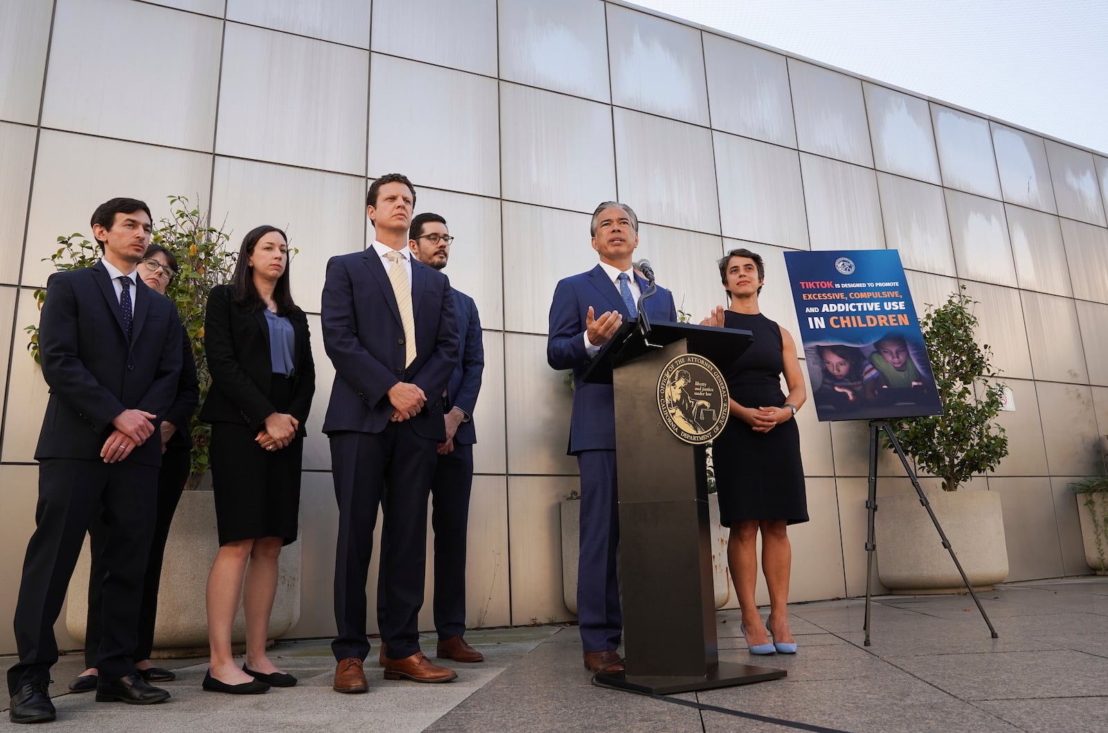 California Attorney General Rob Bonta speaks during a press conference announcing a bipartisan coalition of attorney generals filing lawsuits against TikTok for violation of state consumer protection laws Tuesday, Oct. 8, 2024, in San Francisco. (AP Photo/Minh Connors)