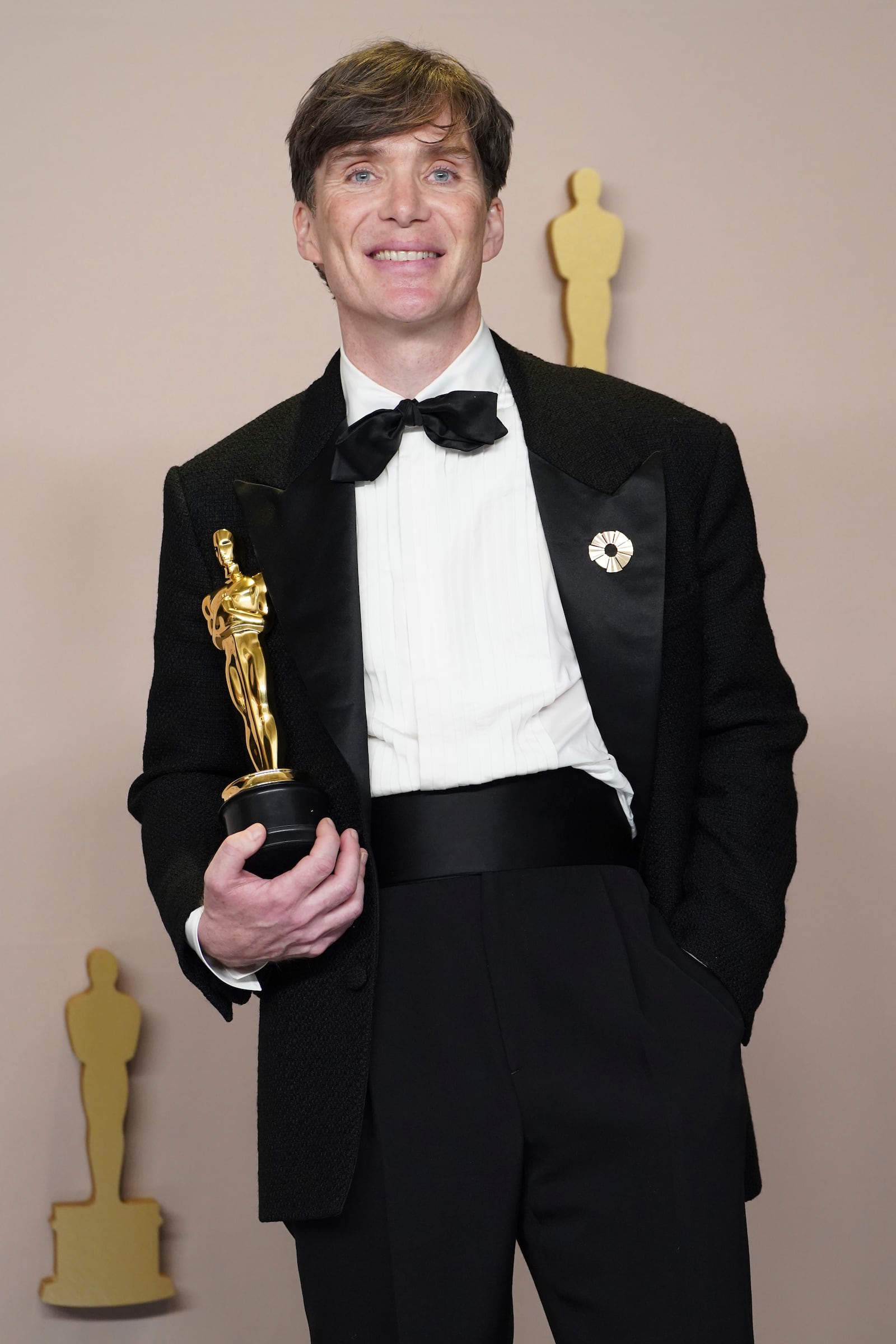 FILE - Cillian Murphy poses in the press room with the award for best performance by an actor in a leading role for "Oppenheimer" at the Oscars in Los Angeles on March 10, 2024. (Photo by Jordan Strauss/Invision/AP, File)