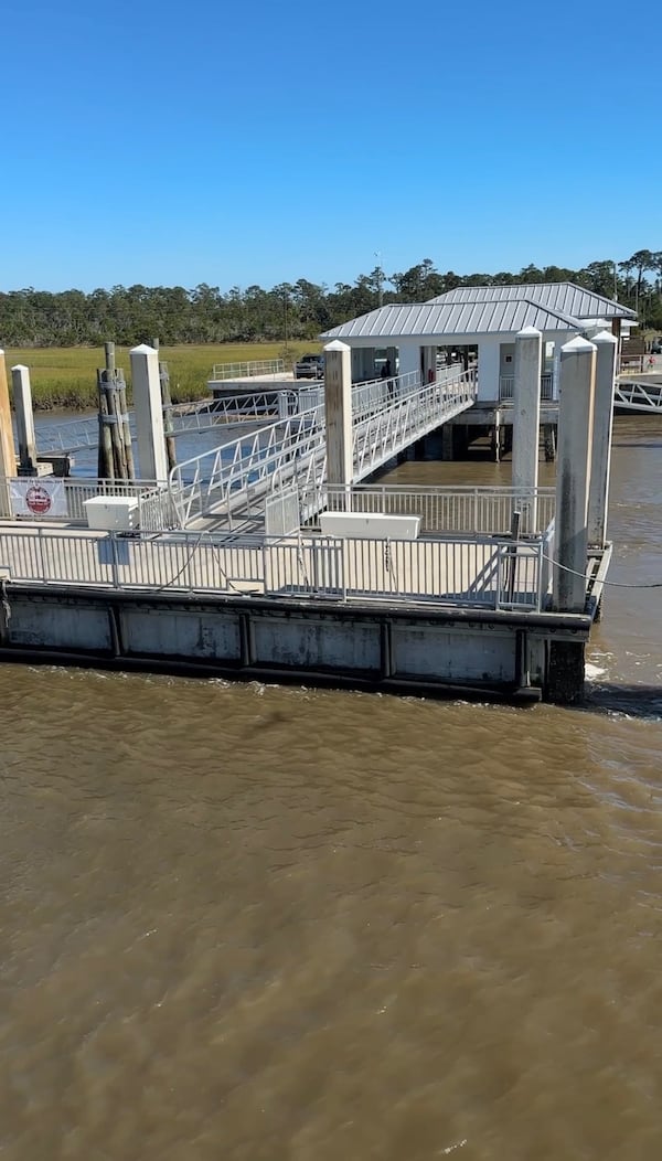 The ferry gangway before a celebration of Gullah Geechee descendants of Black slaves turned tragic when a ferry gangway collapsed Saturday afternoon, Oct. 19, 2024. (Courtesy of Steve Taylor)