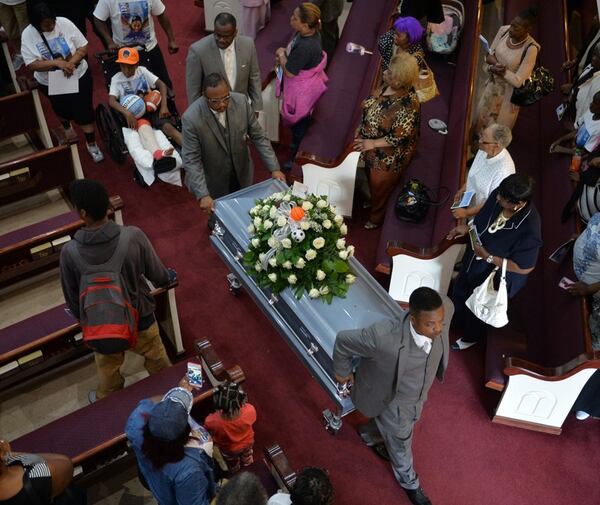 April 26, 2016 Atlanta, GA: Funeral service at Lindsay Street Baptist Church for Isaiah Ward. Ward was struck and killed by an automobile while walking in his neighborhood with his Northwest Atlanta neighborhood last year. BRANT SANDERLIN/bsanderlin@ajc.com