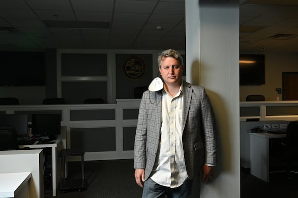 March 19, 2021 Brookhaven - Portrait of Brookhaven Mayor John Ernst in the meeting room at Brookhaven City Hall building in Brookhaven on Friday, March 19, 2021. The meeting room has not been used since all meetings went virtual because of the pandemic. (Hyosub Shin / Hyosub.Shin@ajc.com)