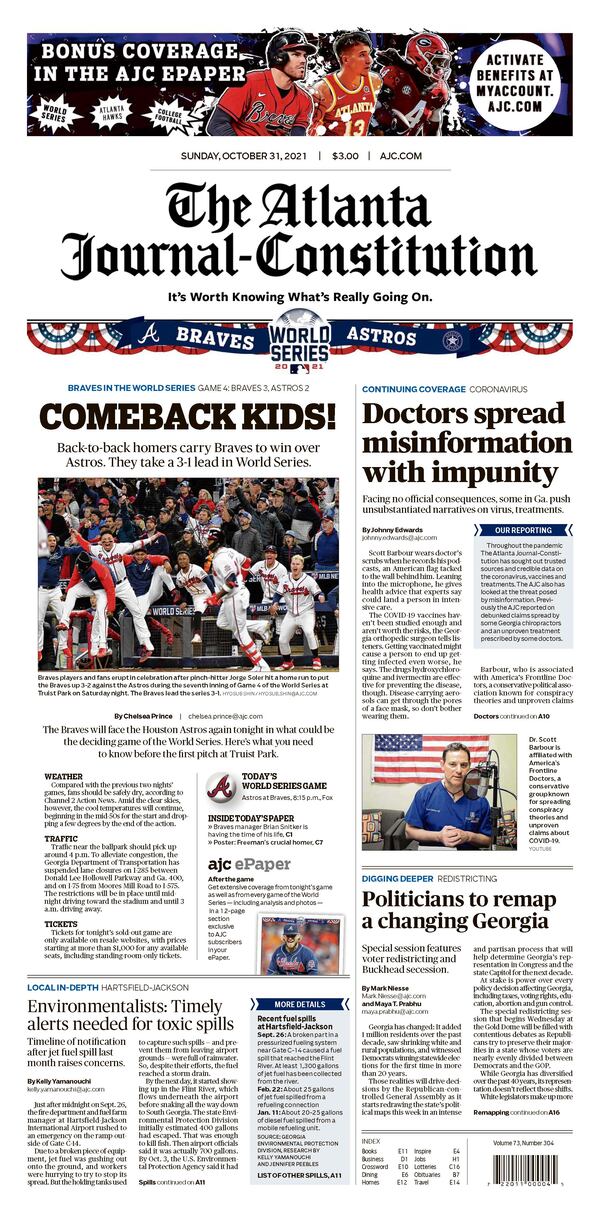 Atlanta Braves World Series section in today’s ePaper