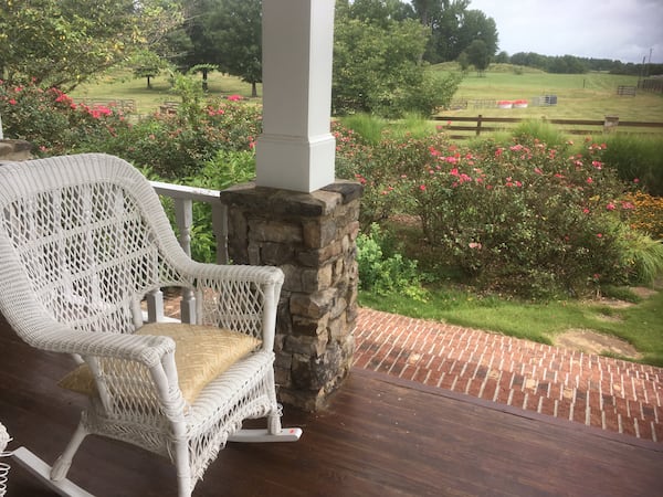 The view from the front porch of the "Noddin' Down Saloon" behind the main house on the McIver property. Photo: Jennifer Brett