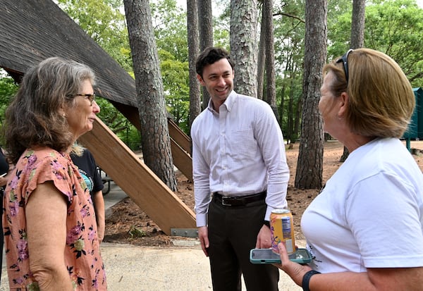 U.S. Sen. Jon Ossoff, D-Ga., hosts an event highlighting $1 million in federal funding to help build a new soccer field near the East Lake MARTA station. (Hyosub Shin/hyosub.shin@ajc.com)