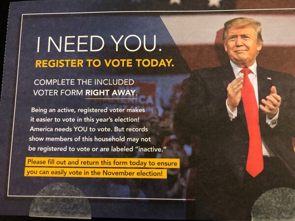 Campaign literature I received in July encouraging people to vote by mail.