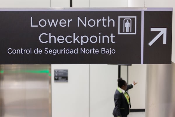 The new Lower North Checkpoint is used at Hartsfield-Jackson Atlanta International Airport in Atlanta on Wednesday, November 23, 2022. (Arvin Temkar / arvin.temkar@ajc.com)