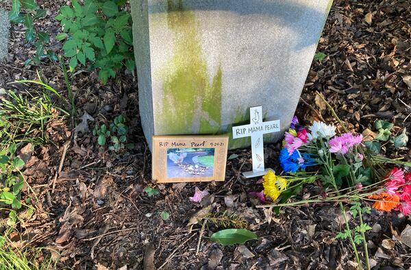 A memorial to a mother duck at Lake Avondale.