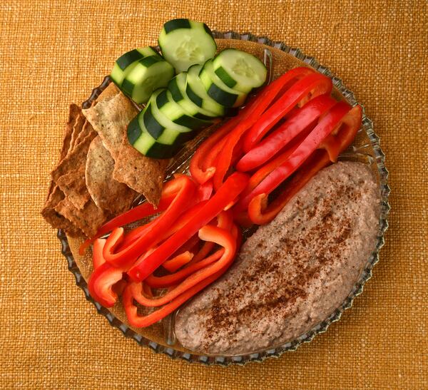 Black-Eyed Pea and Pecan Butter Hummus goes great with crudite and crackers. (Styling by Taylor Mead / Chris Hunt for the AJC)