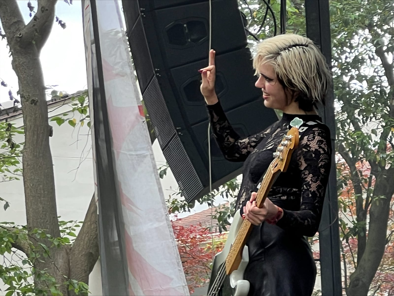 Sunflower Bean performs on the Criminal Records stage on the second day of the Shaky Knees Music Festival at Atlanta's Central Park on Saturday, May 6, 2023. (Photo: Shane Harrison / Shane.Harrison@ajc.com)