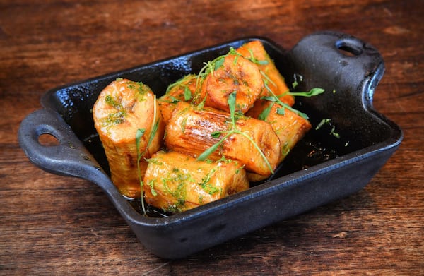 Fried Bananas With Cilantro and Lime is a dish that Kevin Gillespie has used as “a cheater dessert.” His suggested beer pairing: RedBeard De Garde, a limited edition local beer he collaborated on with Wild Heaven Beer. STYLING BY KEVIN GILLESPIE / CONTRIBUTED BY CHRIS HUNT PHOTOGRAPHY