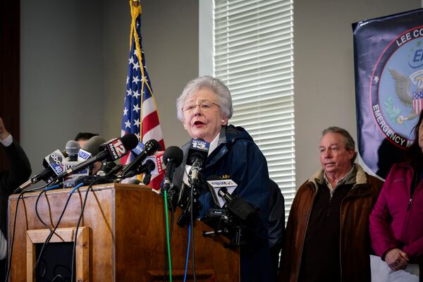 Gov. Kay Ivey of Alabama signed her state’s almost total abortion ban into law on May 15, 2019. (Audra Melton/The New York Times)