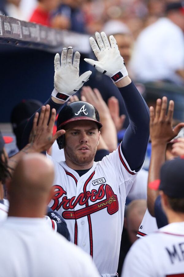 Freddie Freeman homered Friday to continue his torrid hitting against the Nationals and make him 10-for-22 (.455) with three homers, nine RBIs, six walks and a .533 OBP and .909 slugging percentage against Stephen Strasburg.