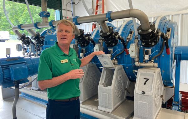 Mike Hopkins, the director of the Newton County Water and Sewage Authority, explained how his facility filters sewage water into non-potable water, which can be used for industrial purposes.