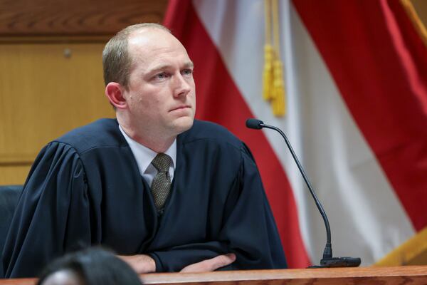 Fulton Superior Court Judge Scott McAfee listens to a variety of pre-trial motions on Friday, January 19, 2023 (Jason Getz/jason.getz@ajc.com)