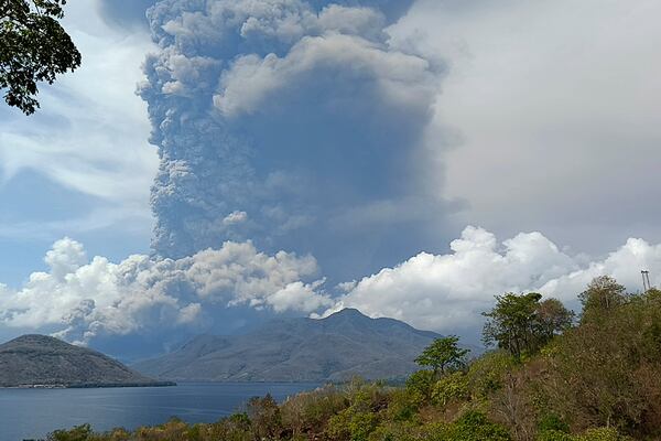 Mount Lewotobi Laki Laki spews volcanic material during an eruption in East Flores, Indonesia, Saturday Nov, 9, 2024. (AP Photo)