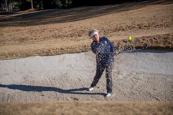 Debbie Blount, a member of the Reinhardt University women's golf team, enrolled in college in her 60s. (Photo by Kate Awtrey)