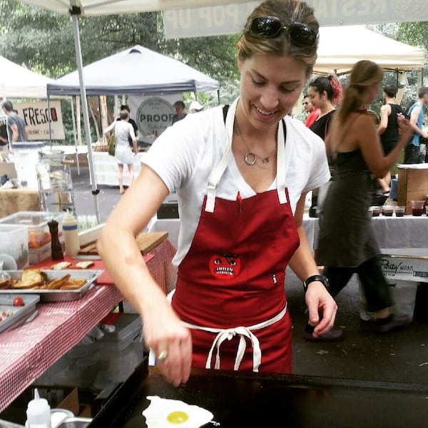 Jenn Robbins can be found most Saturday mornings offering a breakfast pop-up at a local farmers market. Here, she’s at Freedom Farmers Market during Tomato Day, offering fresh tomato sandwiches topped with an egg. CONTRIBUTED BY JENIFER CARTER