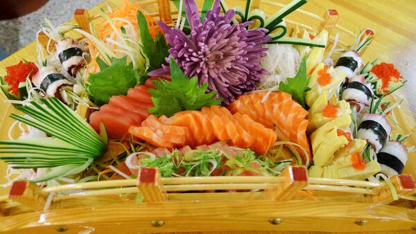 A sushi platter as made by students at the Buford Highway Farmers Market.