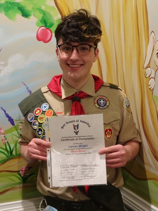 Larsen Wright, of Troop 2000, sponsored by Johns Creek Presbyterian
Project whose project was the collection of over 1600 books, packed and shipped to Africa
through the non profit Books for Africa who help children in Africa receive books to read