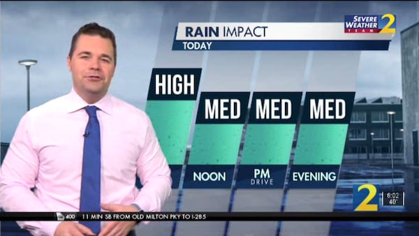 Channel 2 Action News meteorologist Brian Monahan said the morning drive will see the most rain impact Thursday.