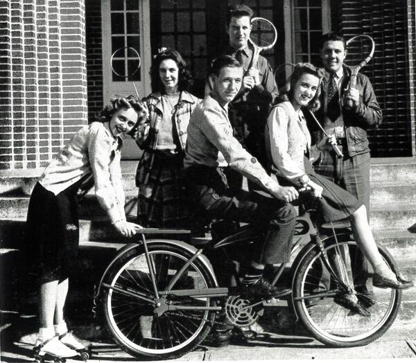 Fred Plumlee, center, with other student government leaders at Jordan Vocational High School College and Career Academy in 1942. (Courtesy)