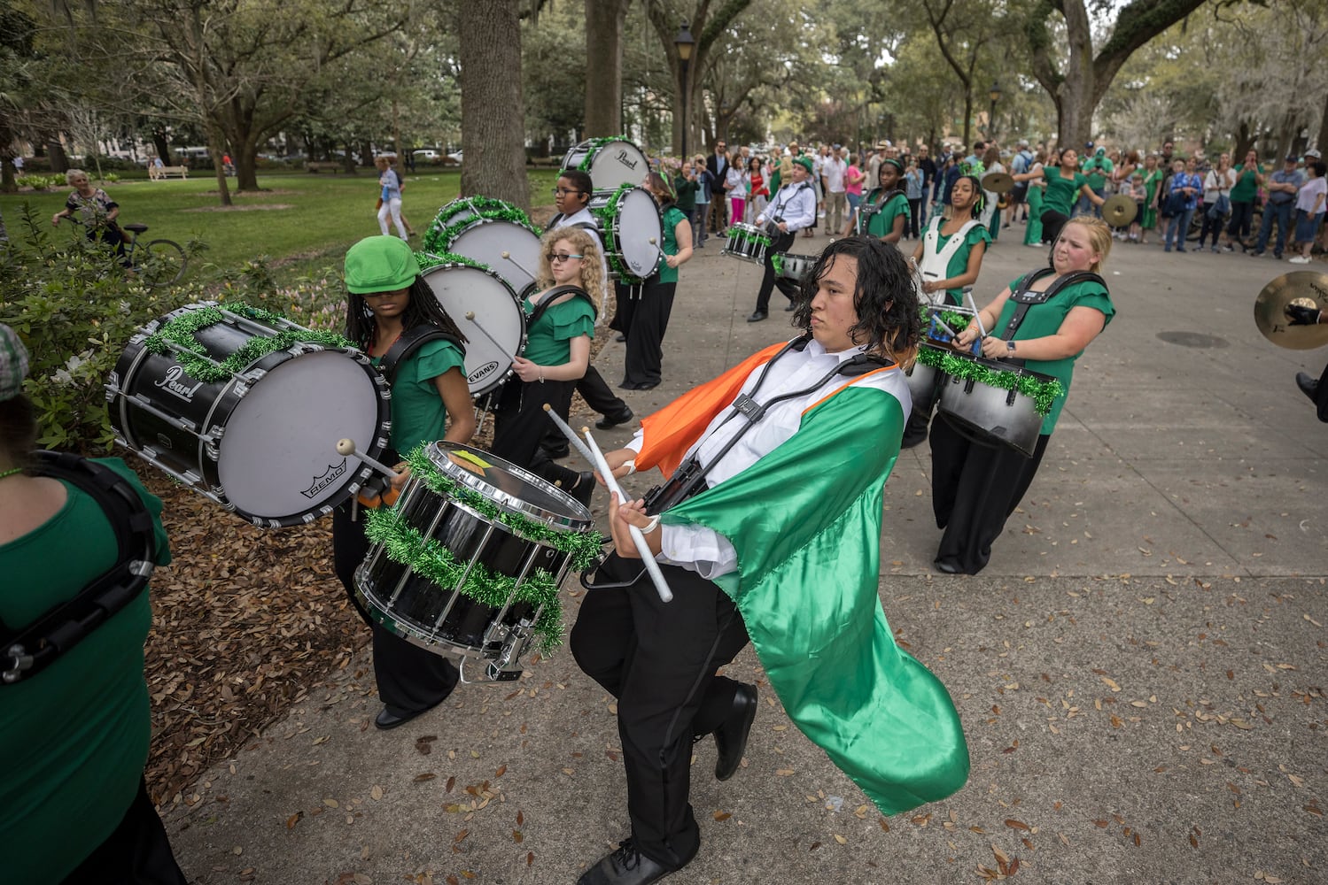 Fountain dying signals Savannah St. PatrickÕs Day Parade approach