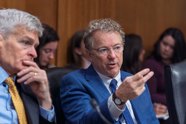 Sen. Rand Paul, R-Ky., right, is joined Sen. Bill Cassidy, R-La., chairman of the Senate Health, Education, Labor and Pensions (HELP) Committee, as the panel meets to consider President Donald Trump's nominations for the director of the National Institutes of Health, and the commissioner of the Food and Drug Administration, on Capitol Hill in Washington, Thursday, March 13, 2025. (AP Photo/J. Scott Applewhite)