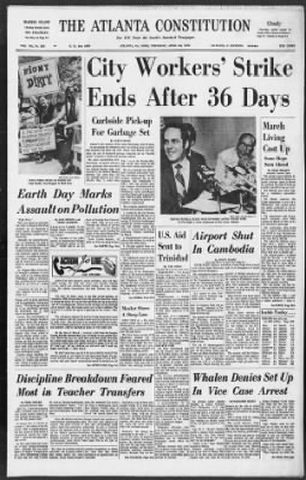 “Earth Day Marks Assault on Pollution” The Atlanta Constitution, Thursday, April 23, 1970