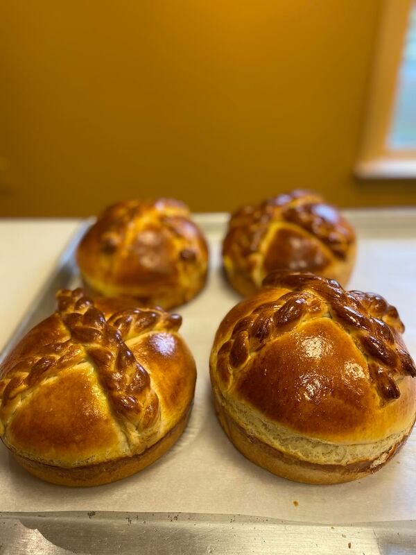 Baked Pascha bread from Saint Elizabeth Orthodox Church