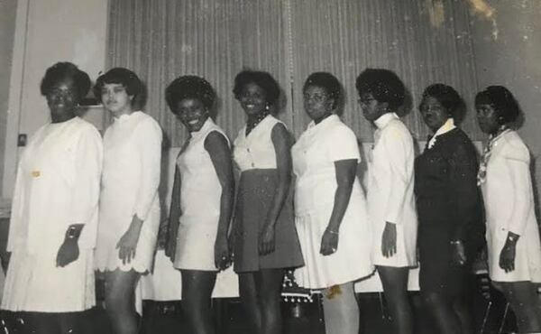 “The Great Eight,” were among the first black women to attend the University of Georgia. In 1969, they formed the first black sorority on campus, the Zeta Psi Chapter of Delta Sigma Theta.Pictured Left to right: Barbara Atkinson Moss, Deborah Bailey Poole, Bendel Love Rucker, Beverly Johnson Hood, Carrie Gantt, Cheryl Walton Jordan, Carolyn Baylor Reed and Helen Butler. Courtesy Zeta Psi Chapter of Delta Sigma Theta.