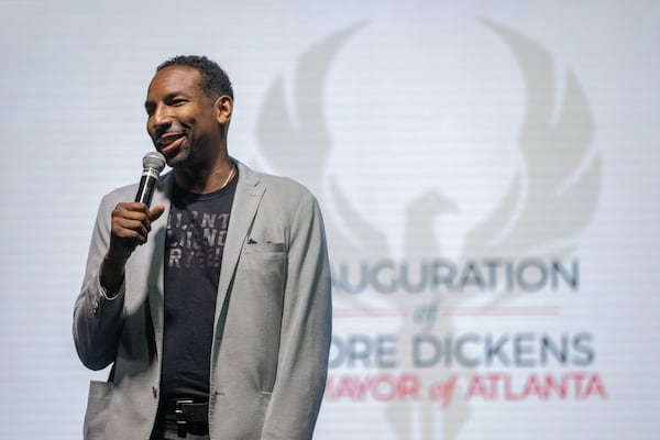 Mayor-elect Andre Dickens speaks during the Citizens Reception at Pullman Yards, Saturday, Jan. 1, 2022, in Atlanta.  (BRANDEN CAMP FOR THE ATLANTA JOURNAL-CONSTITUTION)