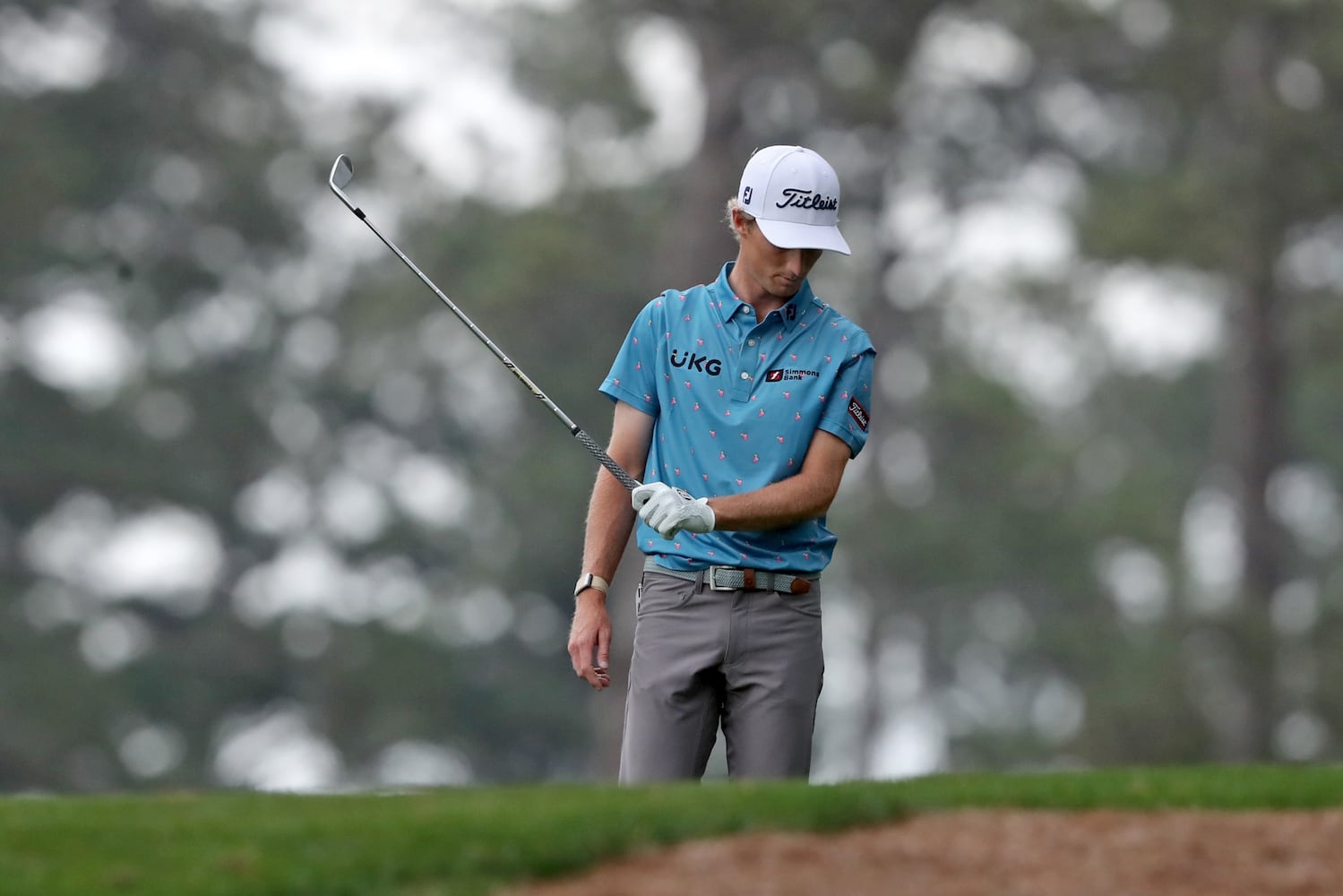 April 9, 2021, Augusta: Will Zalatoris waits to hit on the seventeenth fairway during the second round of the Masters at Augusta National Golf Club on Friday, April 9, 2021, in Augusta. Curtis Compton/ccompton@ajc.com