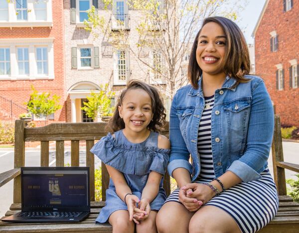 Alani Thorns, 8, and her mother, Amanda Moore on Thursday, April 16, 2020. Jenni Girtman/Atlanta Journal-Constitution