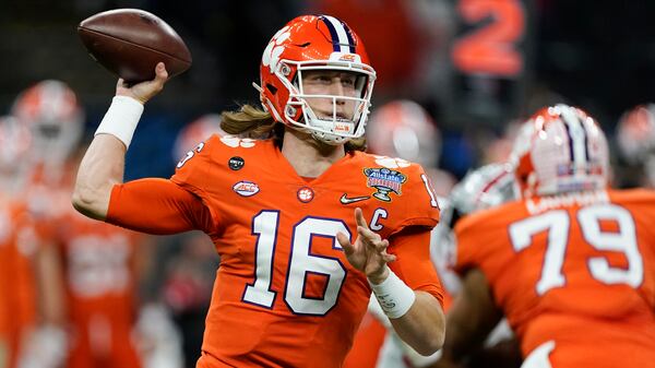 Clemson quarterback Trevor Lawrence passes against Ohio State during the first half of the Sugar Bowl  Friday, Jan. 1, 2021, in New Orleans. (John Bazemore/AP)