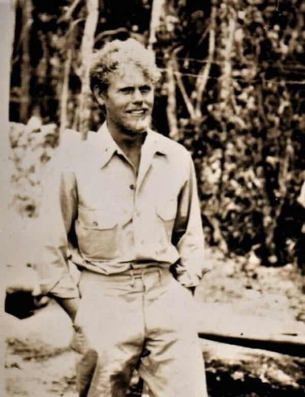 In September 1943, after spending two months hiding from Japanese troops on the South Pacific island called Mono, 2nd Lt. Ben King and three other American soldiers attempted to paddle to safety. This photo was taken shortly after King and his colleagues were rescued at sea by a PBY “Flying Boat.” CONTRIBUTED BY MARY JO WOOD