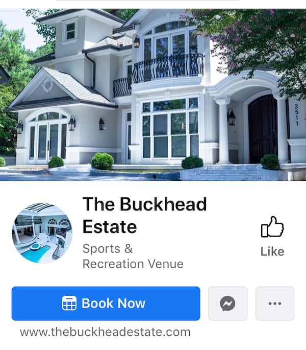 A marketing pic peddling the Buckhead Estate, a party house on Roxboro Road that has neighbors in a tizzy. Atlanta Councilman Howard Shook wants to ban short-term-rentals in residential neighborhoods. Photo from Facebook