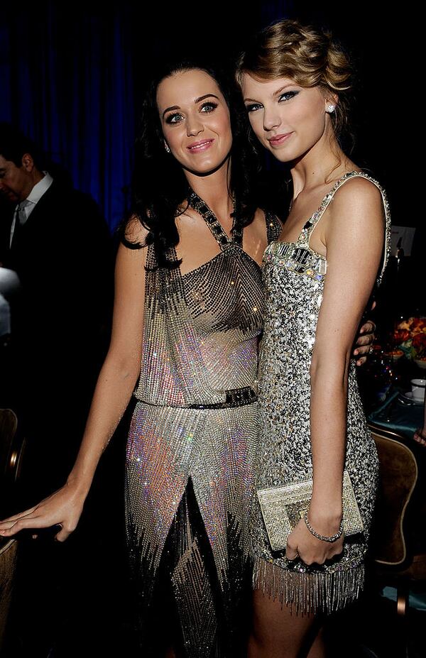 Musicians Katy Perry and Taylor Swift during the 52nd Annual GRAMMY Awards - Salute To Icons Honoring Doug Morris held at The Beverly Hilton Hotel on January 30, 2010 in Beverly Hills, California.  (Photo by Larry Busacca/Getty Images for NARAS)