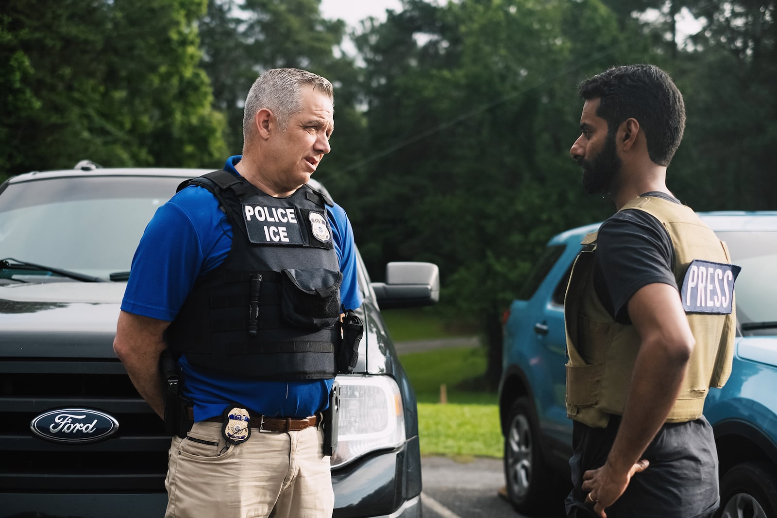 Sean Gallagher, ICE Atlanta Field Office Director and VICE Correspondent Krishna Andavolu. Courtesy of HBO