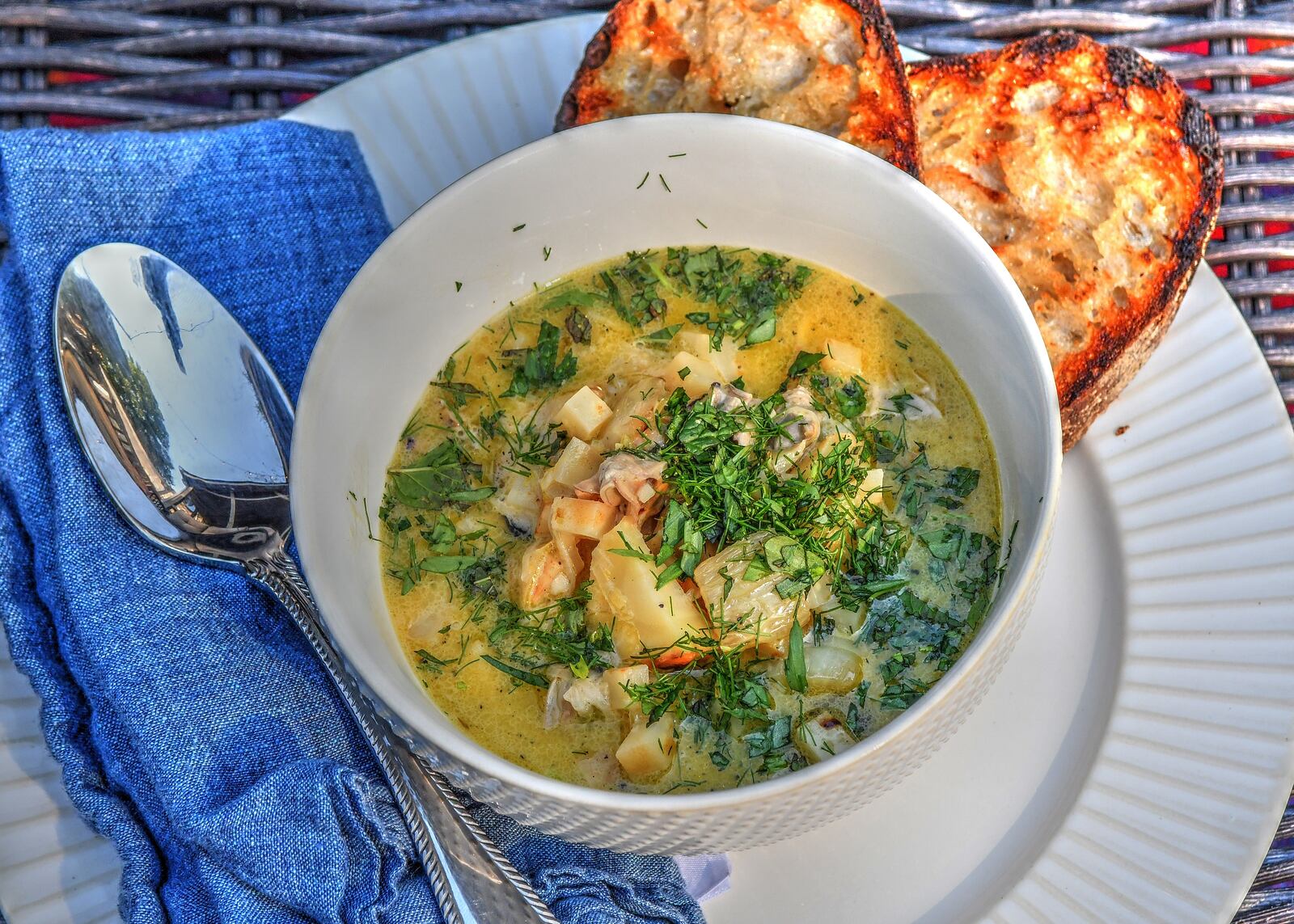 Oyster Stew requires some prep but is worth the time. (Food styling by Brian Wolfe and Bryan Rackley / Chris Hunt for The AJC)