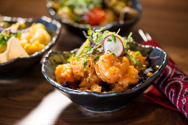 Dynamite Shrimp small plate with sweet and spicy fried rice shrimp tempura. Photo credit- Mia Yakel.