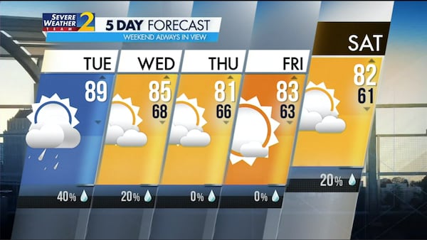 Five-day forecast for Sept. 12, 2023.