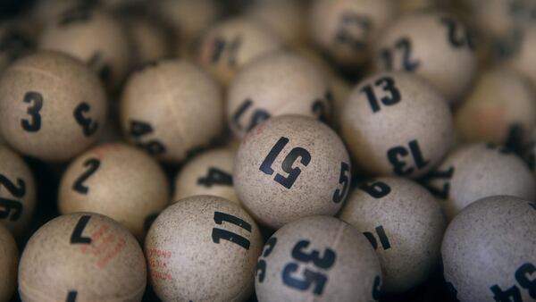 FILE PHOTO: Lottery balls are seen in a box in San Lorenzo, California.