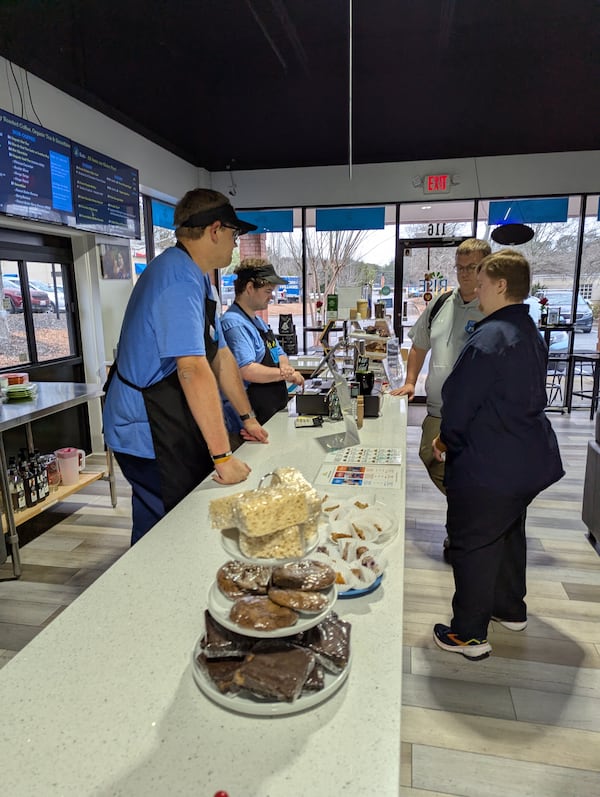 Baristas, called “BaRISEtas,” work two-hour shifts at Rise Coffee & Tea in Roswell. (Courtesy of Rise)