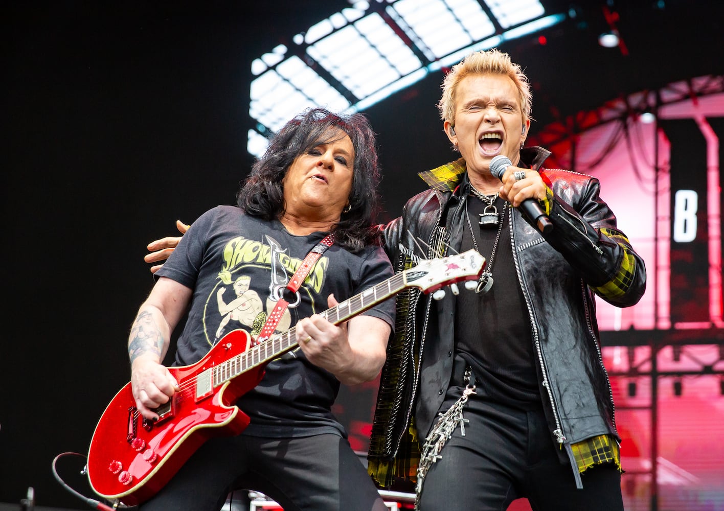 Atlanta, Ga: After a torrential downpour, Billy Idol came through and wowed the crowd with hits. The 68 year old didn't miss a beat despite wireless complications at the beginning of his set. Photo taken Sunday May 5, 2024 at Central Park, Old 4th Ward. (RYAN FLEISHER FOR THE ATLANTA JOURNAL-CONSTITUTION)