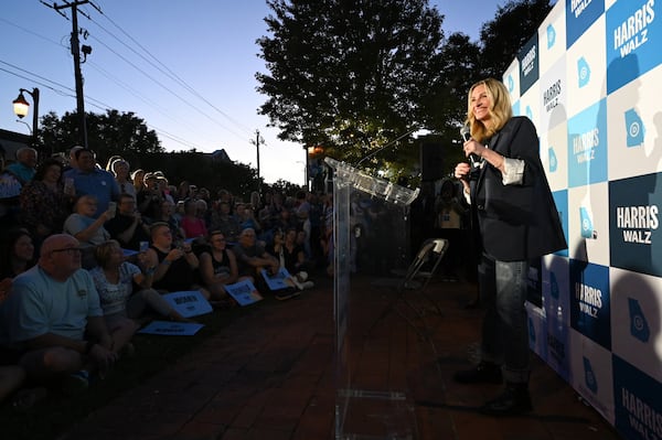 Actor Julia Roberts speaks during a Cherokee County Reproductive Freedom Rally in downtown Canton on Wednesday.