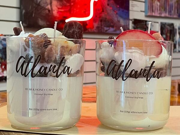 Handmade "dessert candles" at Bear & Honey Candle Co.