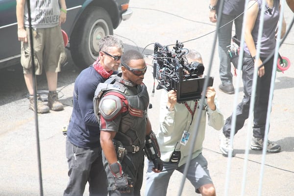 Anthony Mackie on the set of "Captain America: Civil War." Photo: Adriana Plasencia