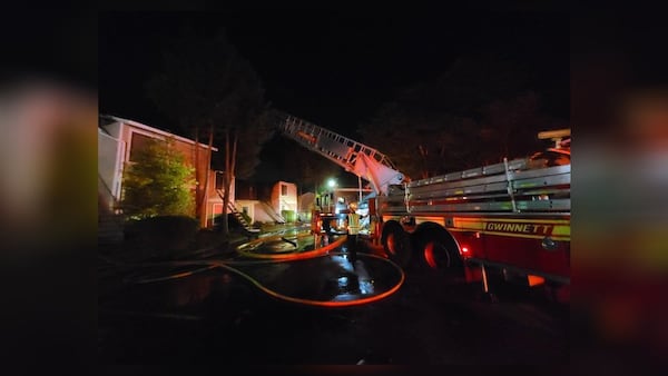 Twelve residents were displaced after a porch fire at the Rosemont Peachtree Corners apartments along Westchase Village Lane in Norcross.