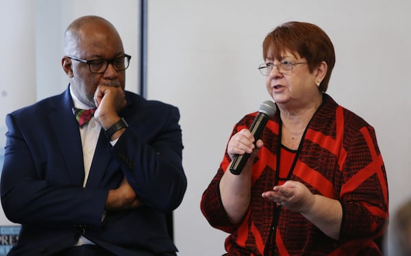 Charlotte Nash, chair, Gwinnett County Commission, answers questions related to the MARTA referendum, which would extend MARTA to Gwinnett County if it passes, at the Commerce Club in Atlanta, Georgia on Monday, March 11, 2019. EMILY HANEY / emily.haney@ajc.com